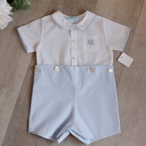 Heirloom Bobby Suit Blue & White Nautical Feltman Brothers 6 Months RARE NWOT